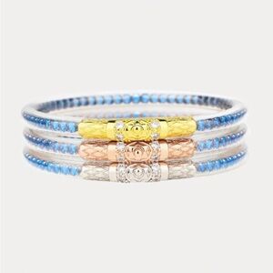 NWT BudhaGirl Three Queens All Weather Bangles AWB Sapphire Large